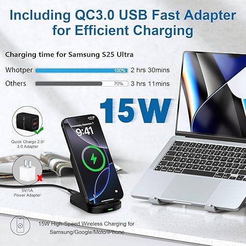 Miniatura 2 de Cargador inalámbrico Samsung con soporte de carga rápida, cargador de teléfono inalámbrico para estación de carga Android Galaxy S25 S25 Ultra S25+
