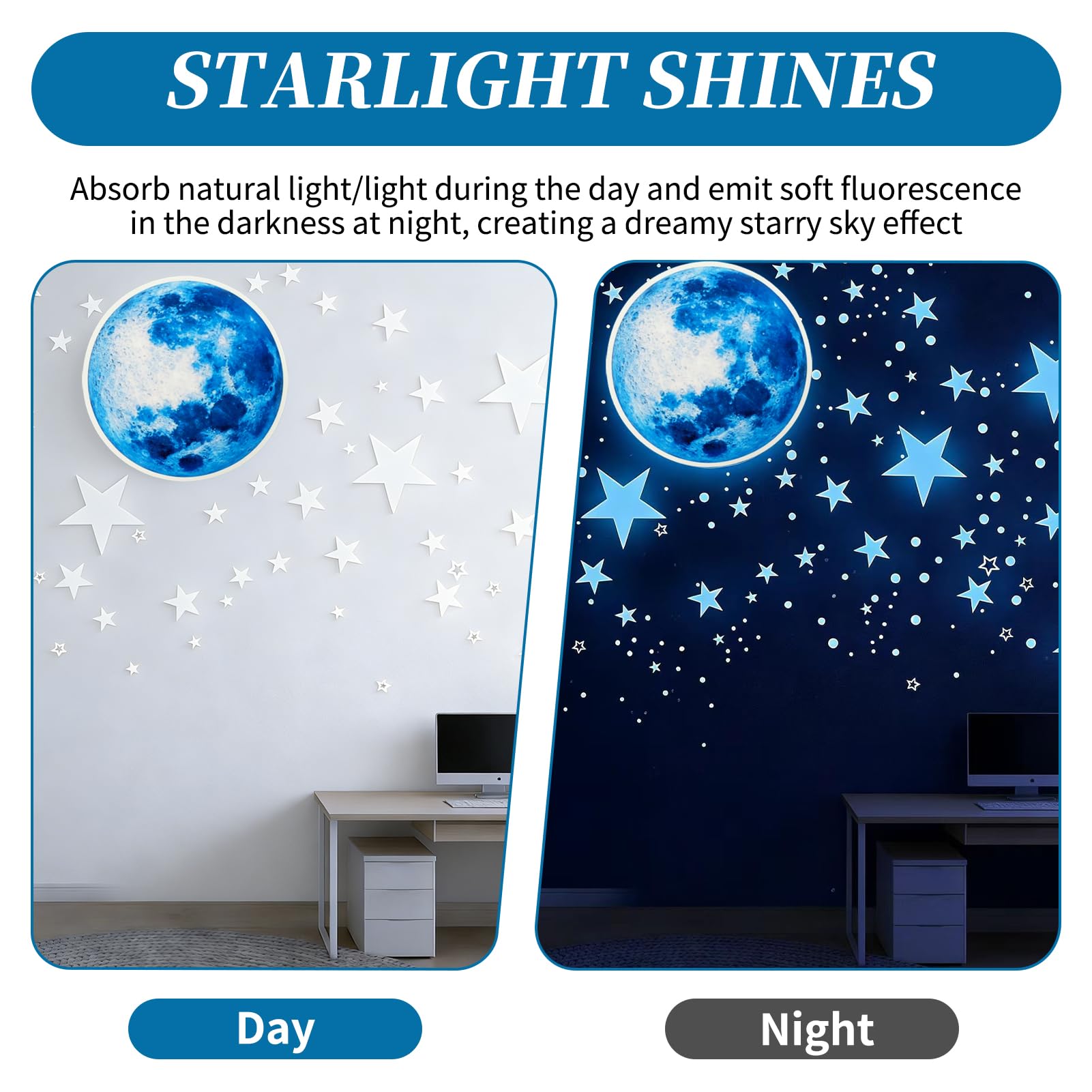 Estrellas Fluorescentes Autoadhesivas Que Brillan En Oscuridad 1086 Pcs Para Decoración De Pared Techo Sala Estar Dormitorio