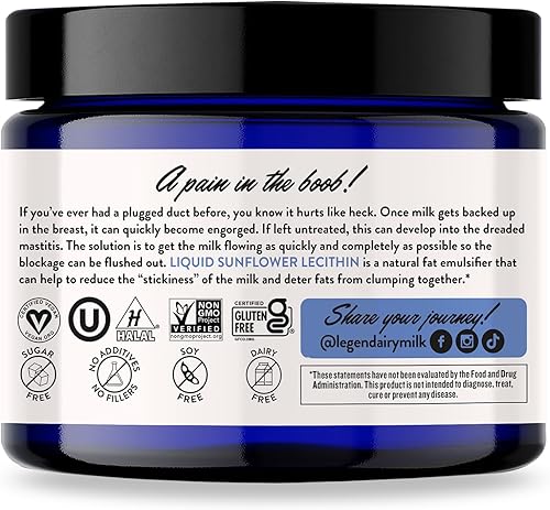 Miniatura 3 de Legendairy Milk Sunflower Lecithin Liquid 12Fl - Breastfeeding Supplements for Clogged Milk Duct Relief & Milk Flow - Phosphatidyl Choline for