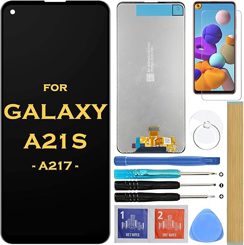 Reemplazo de pantalla LCD táctil digitalizador Asamblea para Samsung Galaxy A21S 2020 A217 SM-A217FDS SM-A217MDS SM-A217FDSN 6.5" (negro)