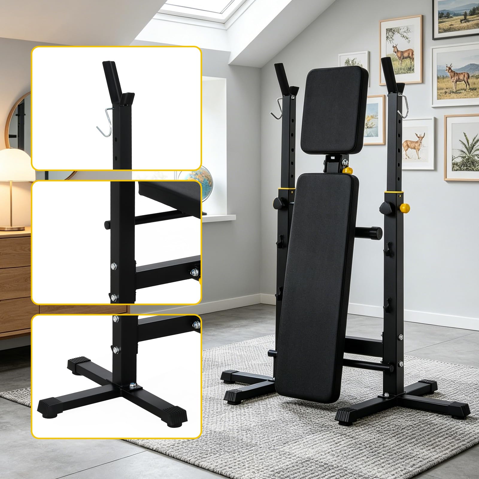 Banco de musculación plegable, multifunción, respaldo reclinable, banco de musculación, brazo y piernas, altura ajustable 7 niveles, Bench Press Musculation, hombre deporte, capacidad alta