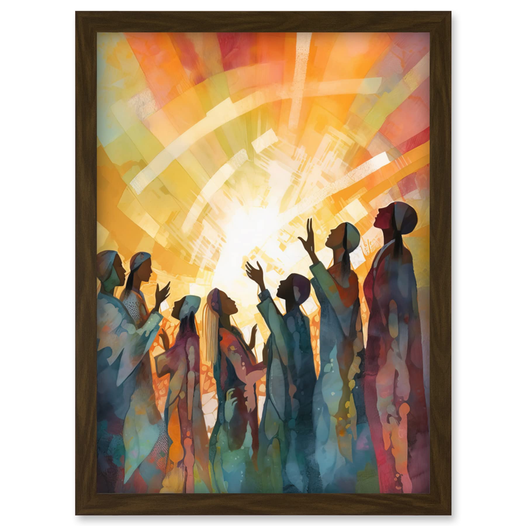 Artery8 Group Singing Hymns at Sunrise Abstract Female Gospel Choir Modern Watercolour Painting Artwork Framed Wall Art Print A4