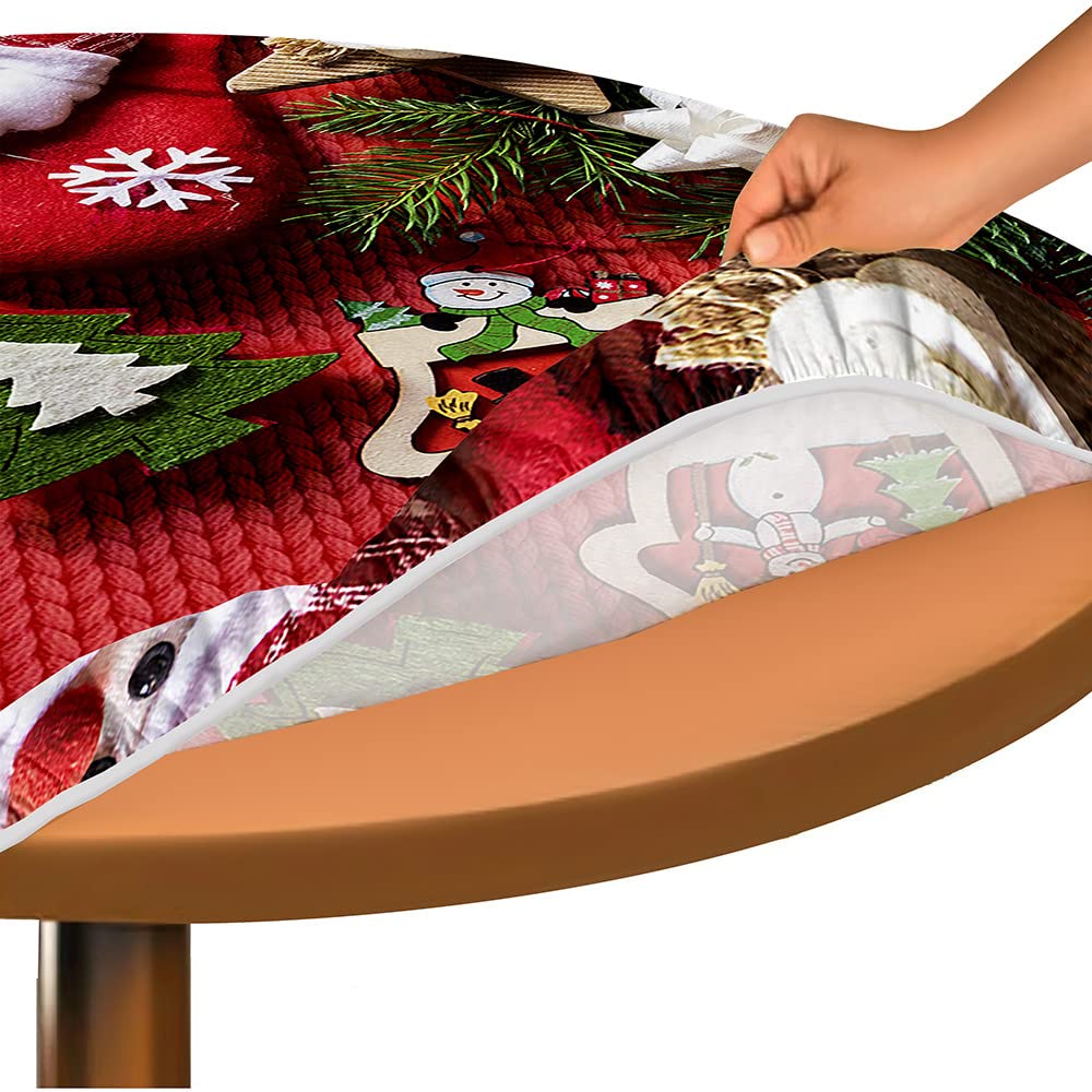Morbuy Rund Tischdecke Outdoor – Elastisch, Wasserdicht Lotuseffekt, Weihnachtsmuster, 90 Cm