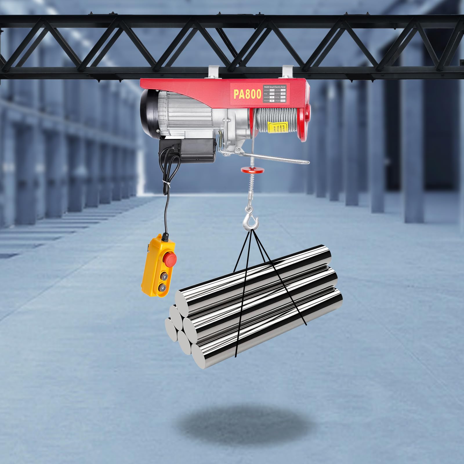 Verricello elettrico da 220 V, 400 kg fino a 800 kg, capacità di sollevamento 1350 W, motore in rame, puleggia 10 m/min, velocità di sollevamento, verricello, paranco a catena