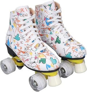 Double Row Roller Skates, Graffiti Roller Skates Brightly Colored Quickly Dissipate Heat for Park