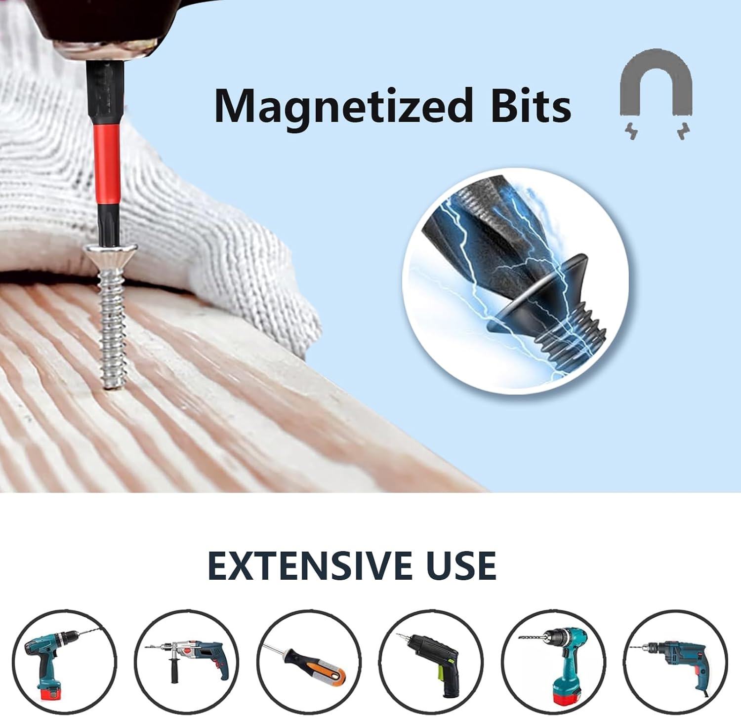NORTOOLS 24PCS Impact Screwdriver bit Set Phillips, Pozi,Hex Shank S2 Steel,Magenetic Nut Driver Set for Impact Drills and Power Screwdrivers,Retractable Bit Holder and Extendable bit Holder