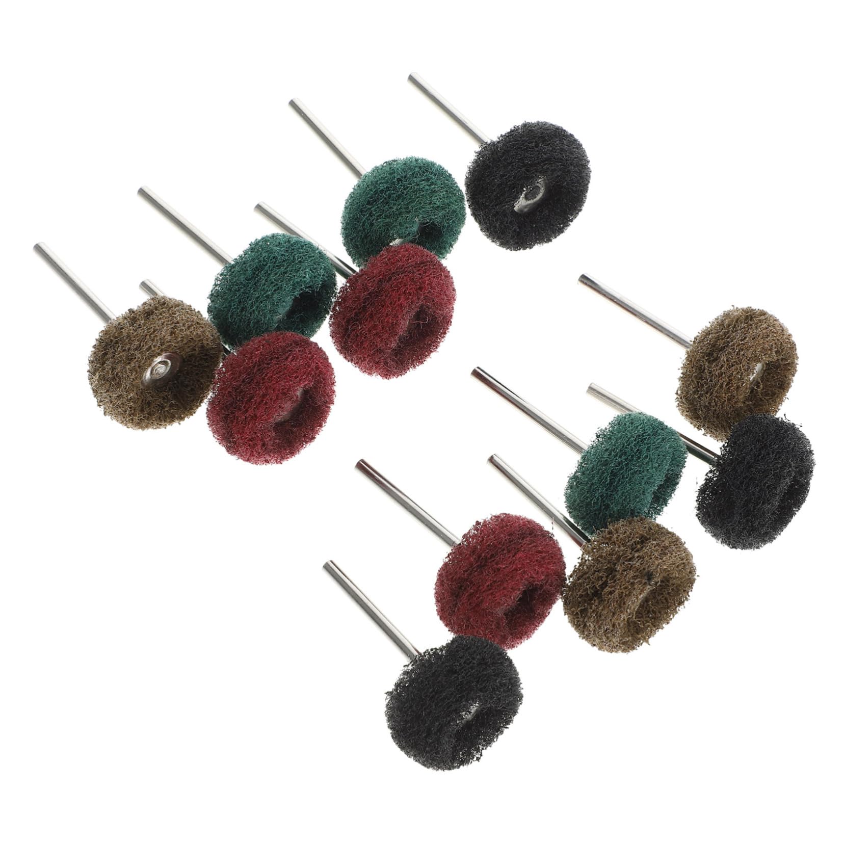 MUCKLILY Drill Buffer Attachment 12pcs Scouring Pad Grinding Head Wheel Polishing Kit for Ceramic Buffing