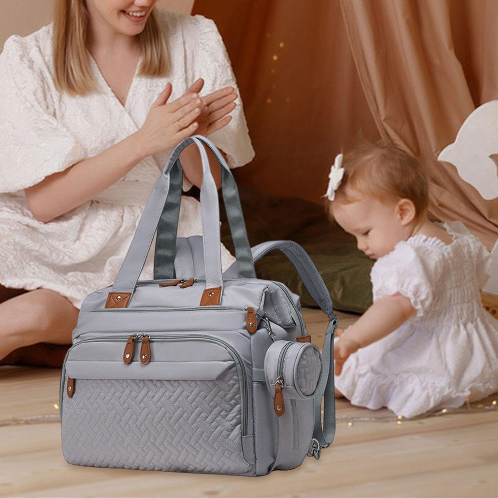 Generic Wickelrucksack, Reisetasche, Große Kapazität, Verschleißfest, mit Schuhfach, Schnulleretui, Kleidung, Grau