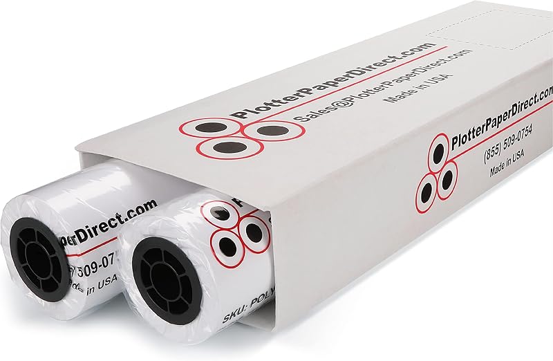 Plotter Paper Direct Papel para trazador blanco sin recubrimiento de 36 pulgadas x 150 pies, 24 libras, núcleo de 2 pulgadas, 92 blanco brillante, para impresión CAD en impresoras de inyección de tinta de gran formato (paquete de 2)