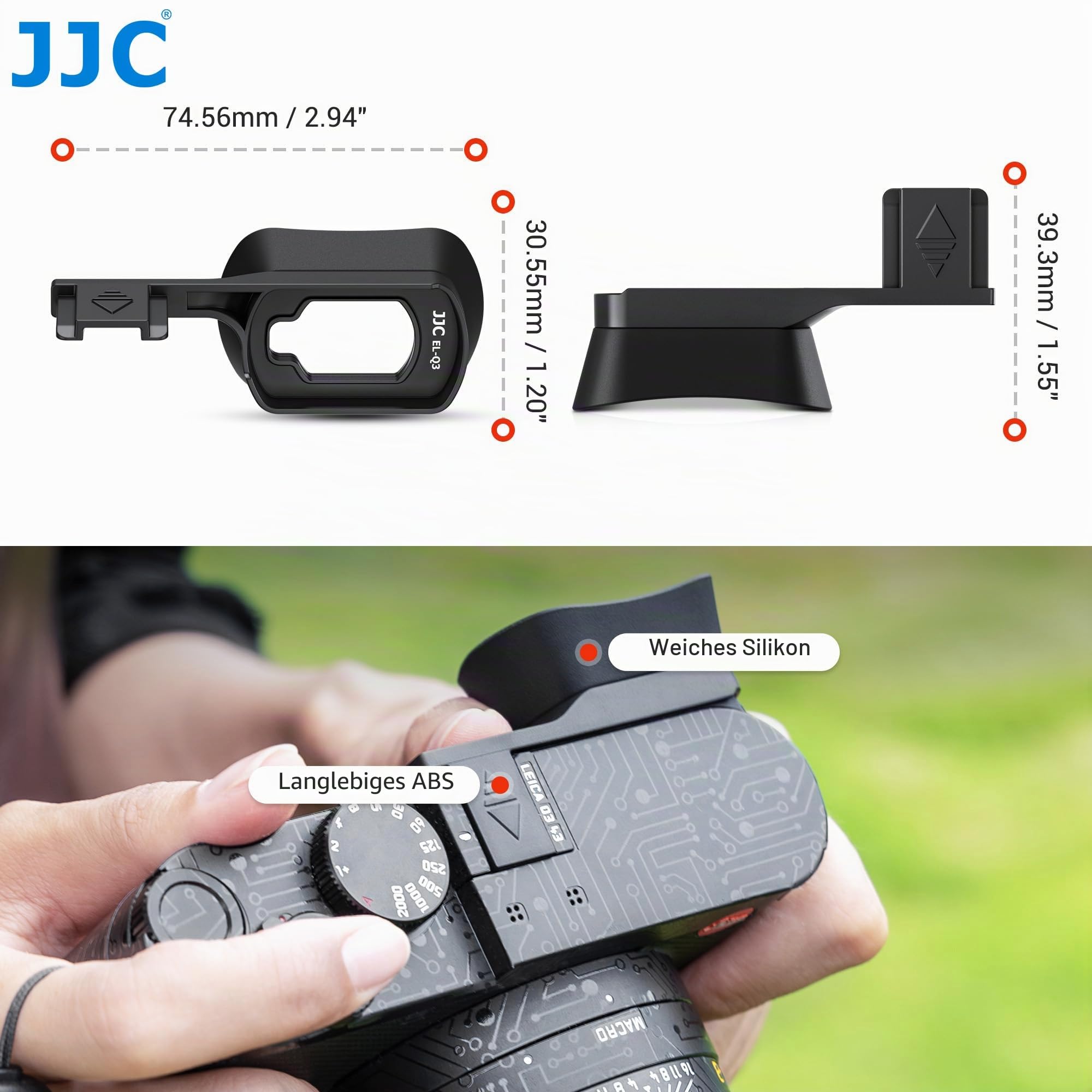 JJC Lange weiche Kamera Sucher Augenmuschel Sucher Okular Kompatibel mit Leica Q3 43, Q3, Q3 Monochrom Digitalkamera, Adaption Kamera Augensensor (Einfache Installation mit Kamera Blitzschuh)