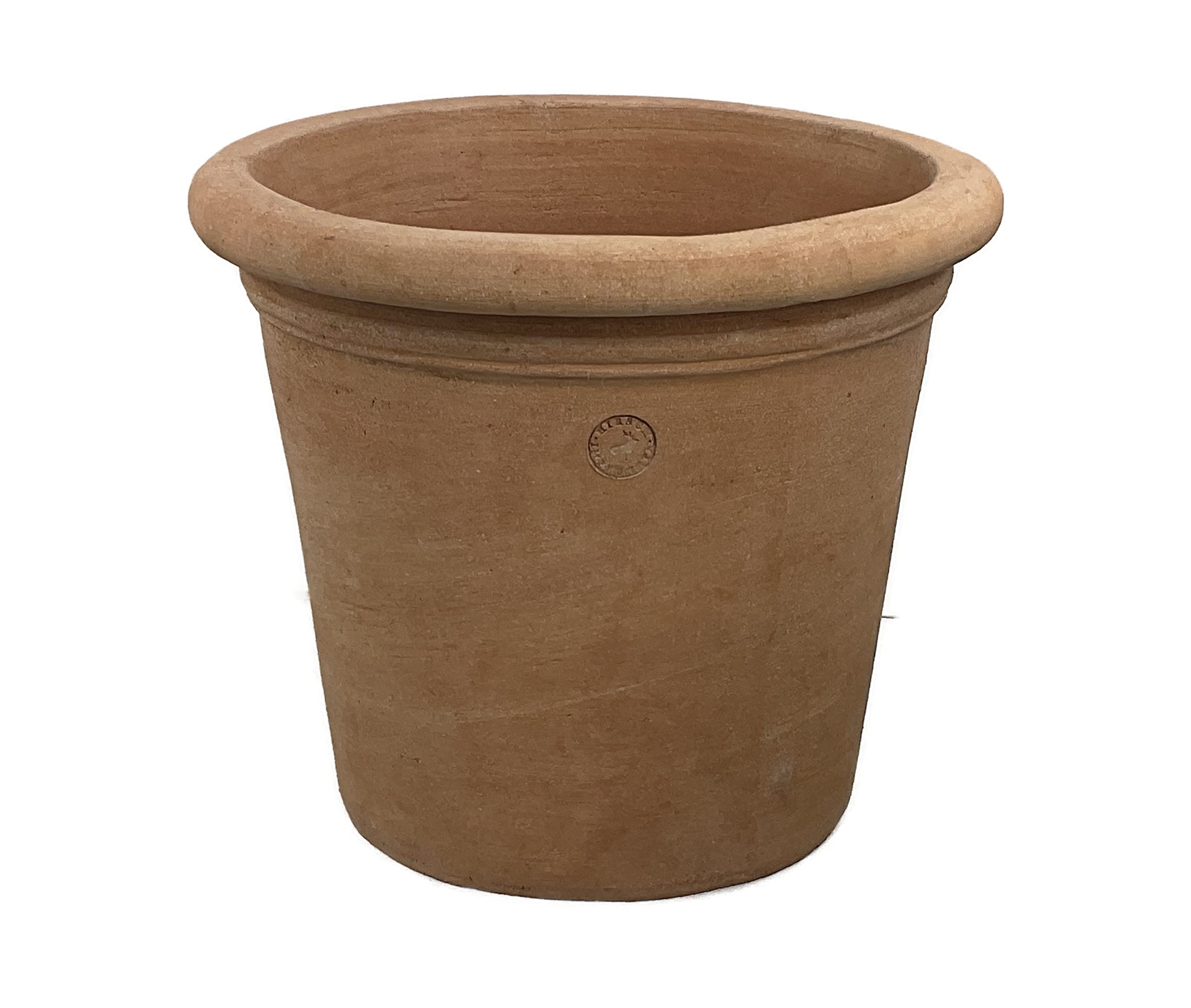 Hirsch Terracotta Vaso ohne Dekoration Ø 40 cm Terra di Impruneta Stabiler Blumentopf Übertopf mit sicherer Standfläche