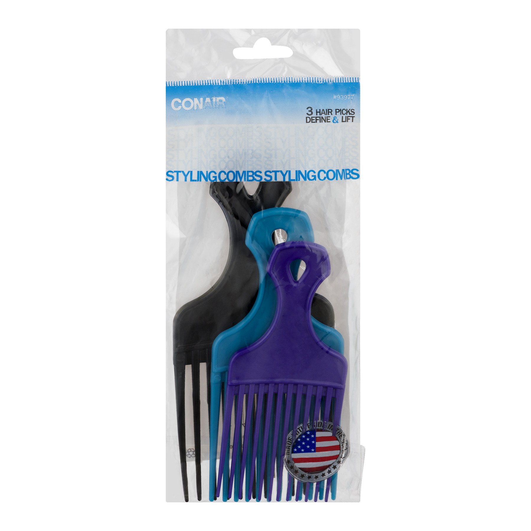 Conair93977PNP Hair Pick Combs3 Pack