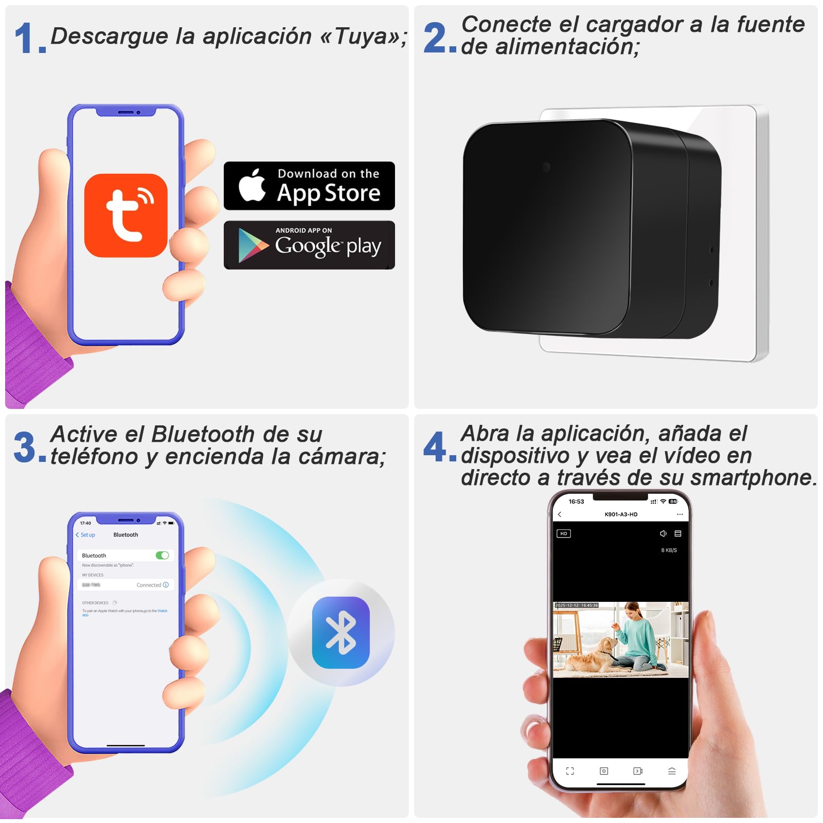 Cámara Espía WiFi 5G, Cámara Oculta con Cargador USB, Mini Cámara Espía WiFi HD 1080P con Detección de Movimiento y Grabación en Bucle para Visualización Remota - Normas de la UE