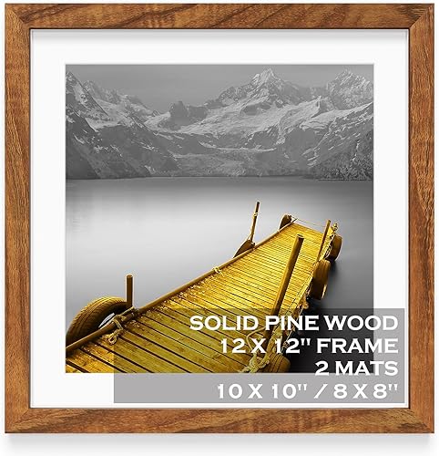 Vista 10 de Portarretratos de 12 x 12 pulgadas, color blanco, hecho de madera maciza, fotos de 10 x 10 u 8 x 8 pulgadas con paspartú o 12 x 12 pulgadas sin