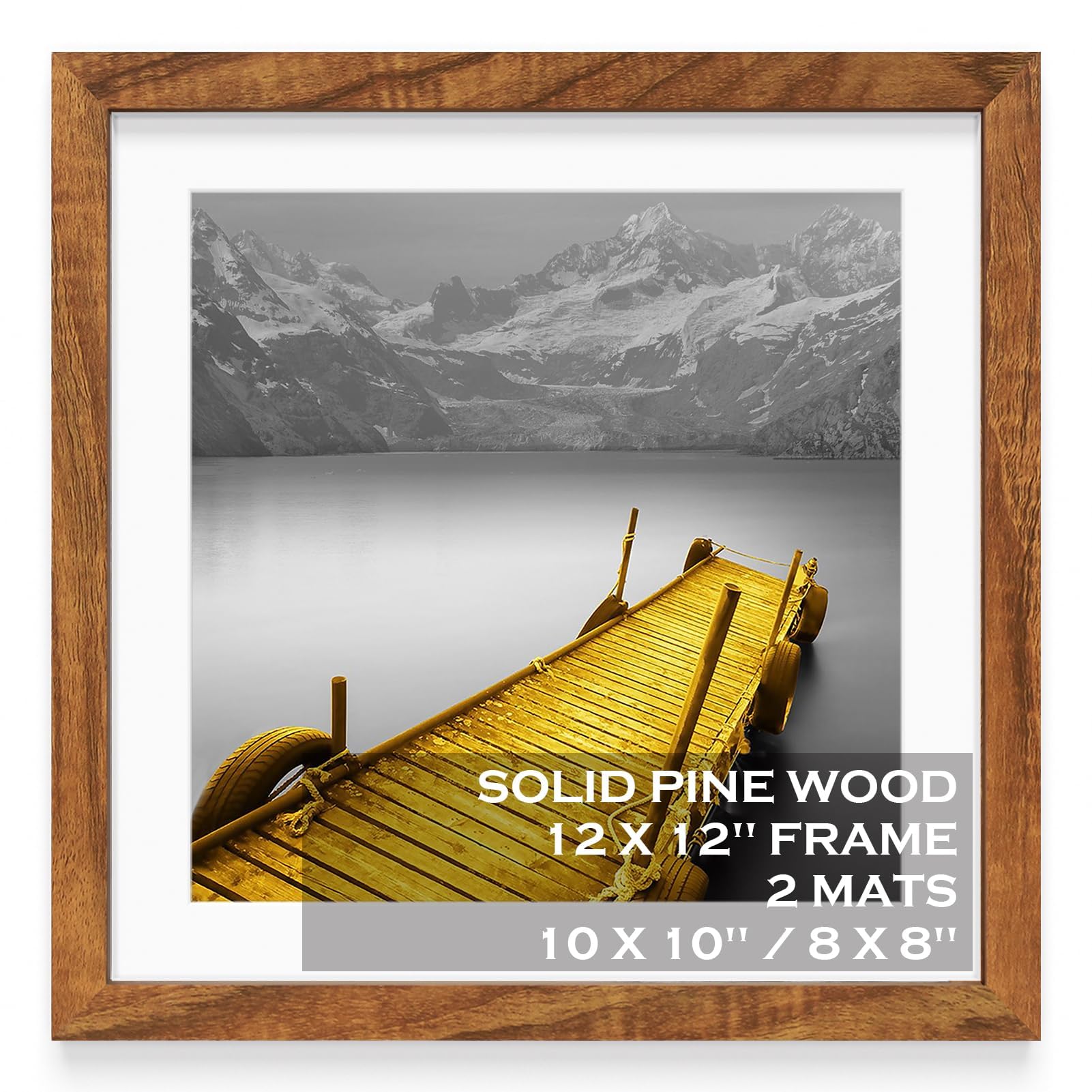 Picrit 12x12 Picture Frame Set Of 7 - Black Frames, Display 8x8 With Mat Or 12x12 Without Mat - View #11