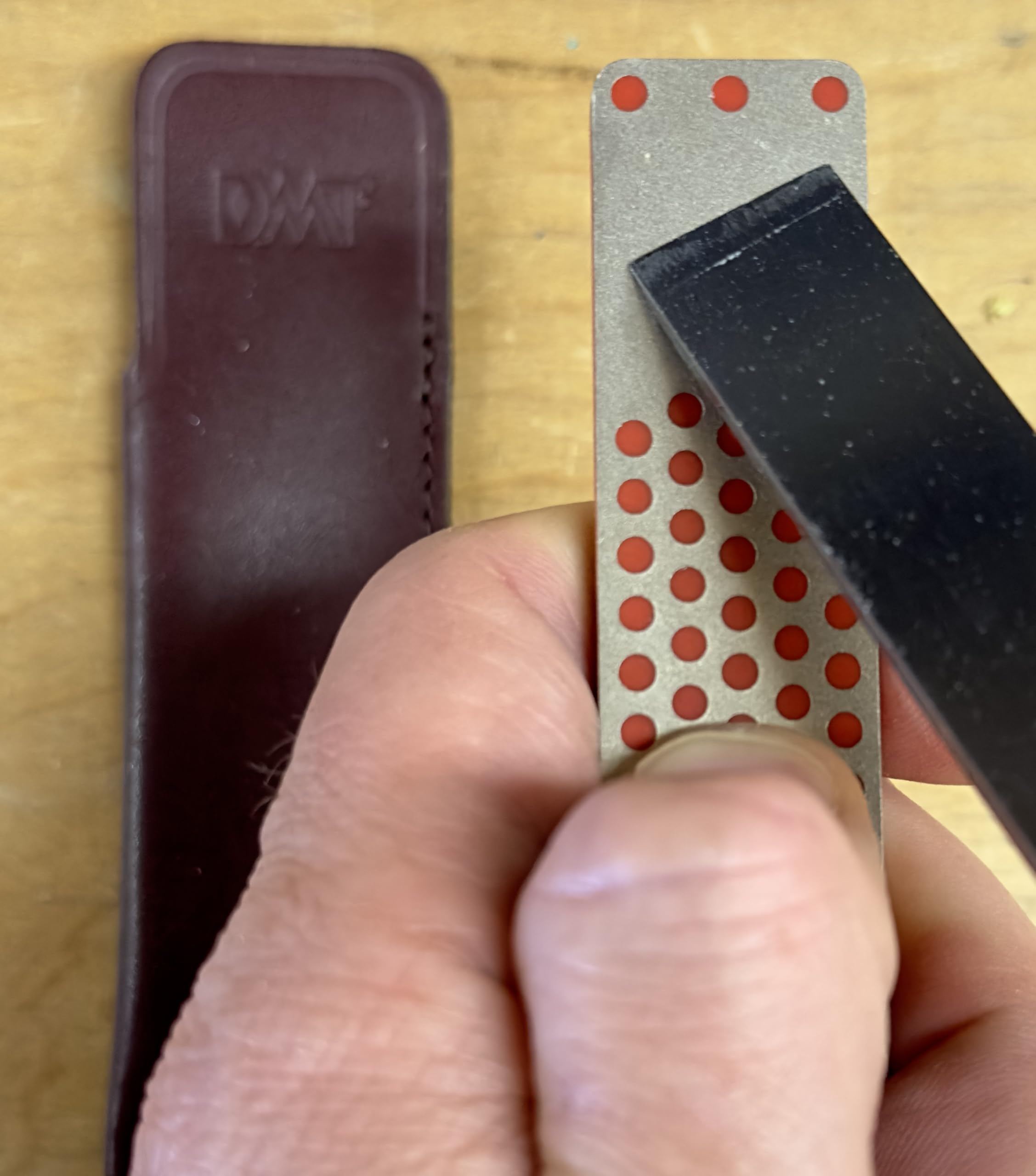 DMT WMF kamień szlifierski z ciągłym diamentem 2,5 cm ostrzałką do noża, czerwony