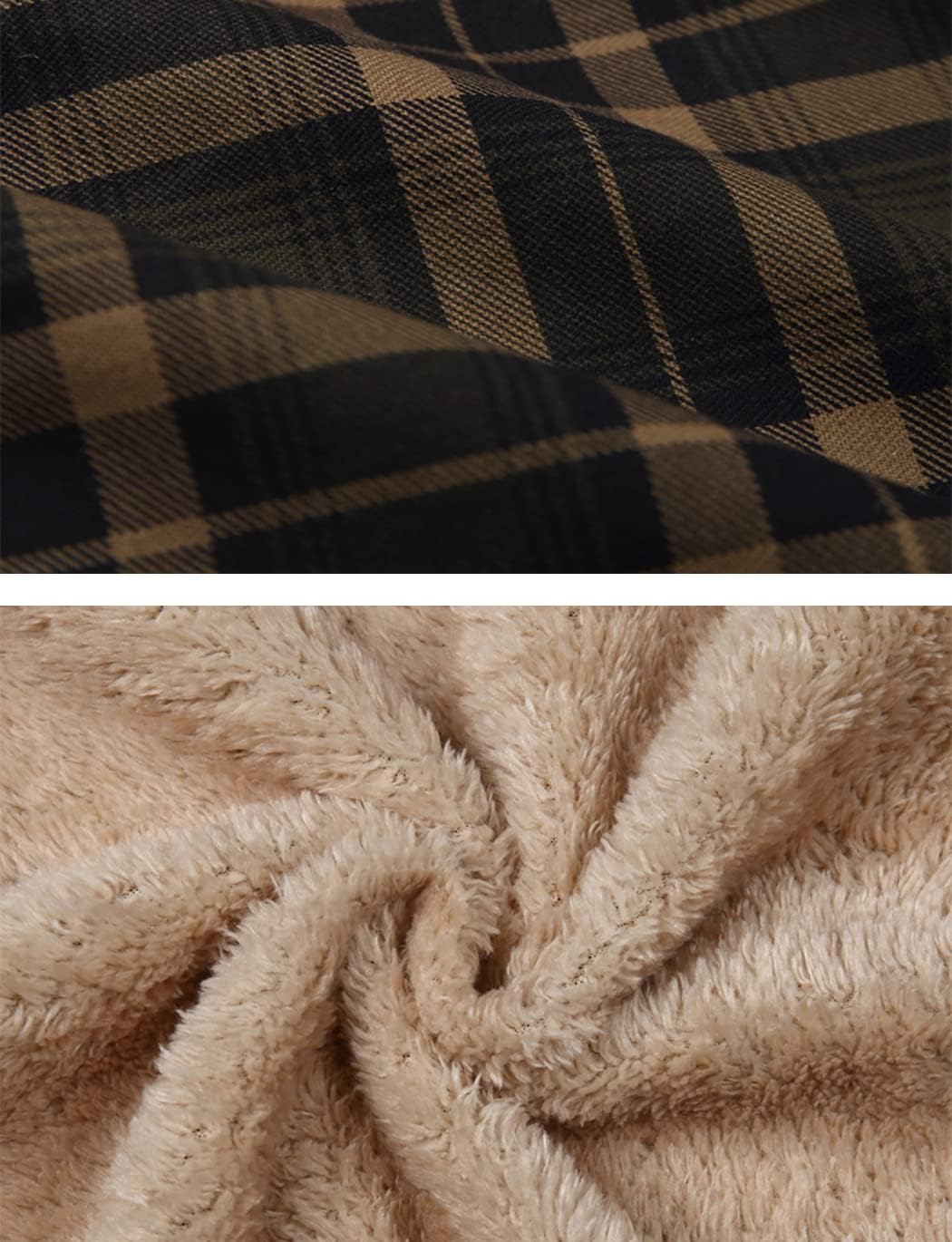 Haellun Men's Long Sleeve Sherpa Lined Shirt Jacket Flannel Plaid Fleece Coats - Image 7