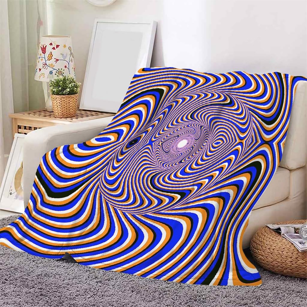 YZQGLHP Optical Illusion Throw Blanket Planet Blankets and Throws Lines 3D Flannel Blanket 130x150 cm, Lightweight Microfiber Versatile Blanket Throw for Bed Sofa Settees Couch Office