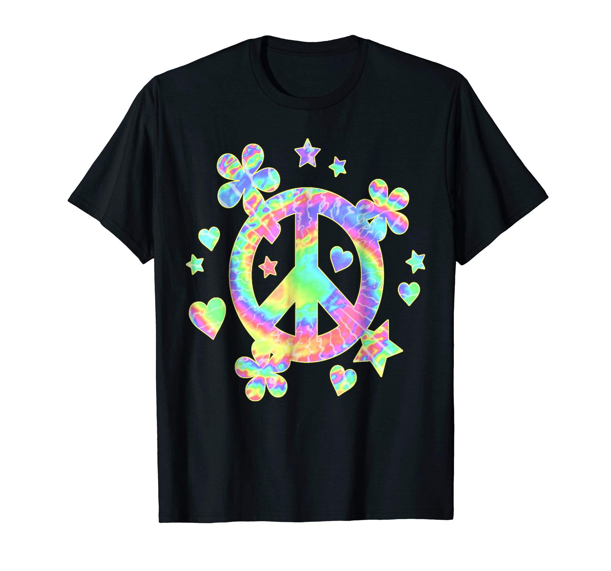 Rainbow Retro Groove Tie-Dye ApparelTie-Dye Peace Sign Cute Love Colorful Tye Dye Hippie Flowers T-ShirtOEKO-TEX STANDARD 100
