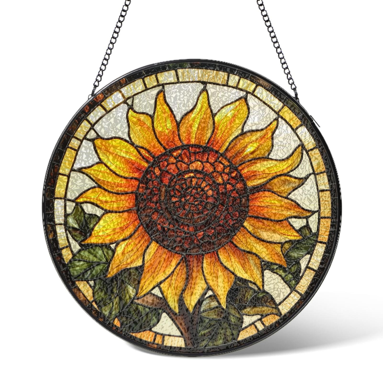 Stained Glass Window Hanging Sunflower Suncatchers Home Decor,Sunflowers Suncatcher Ornament for Garden Patio Outdoor Indoor Windows Hanging,Sun Catcher Decoration Gifts for Christmas Birthday 5.9 IN