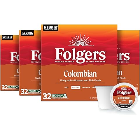 Folgers Colombian Medium Roast Coffee, 128 Keurig K-Cup Pods