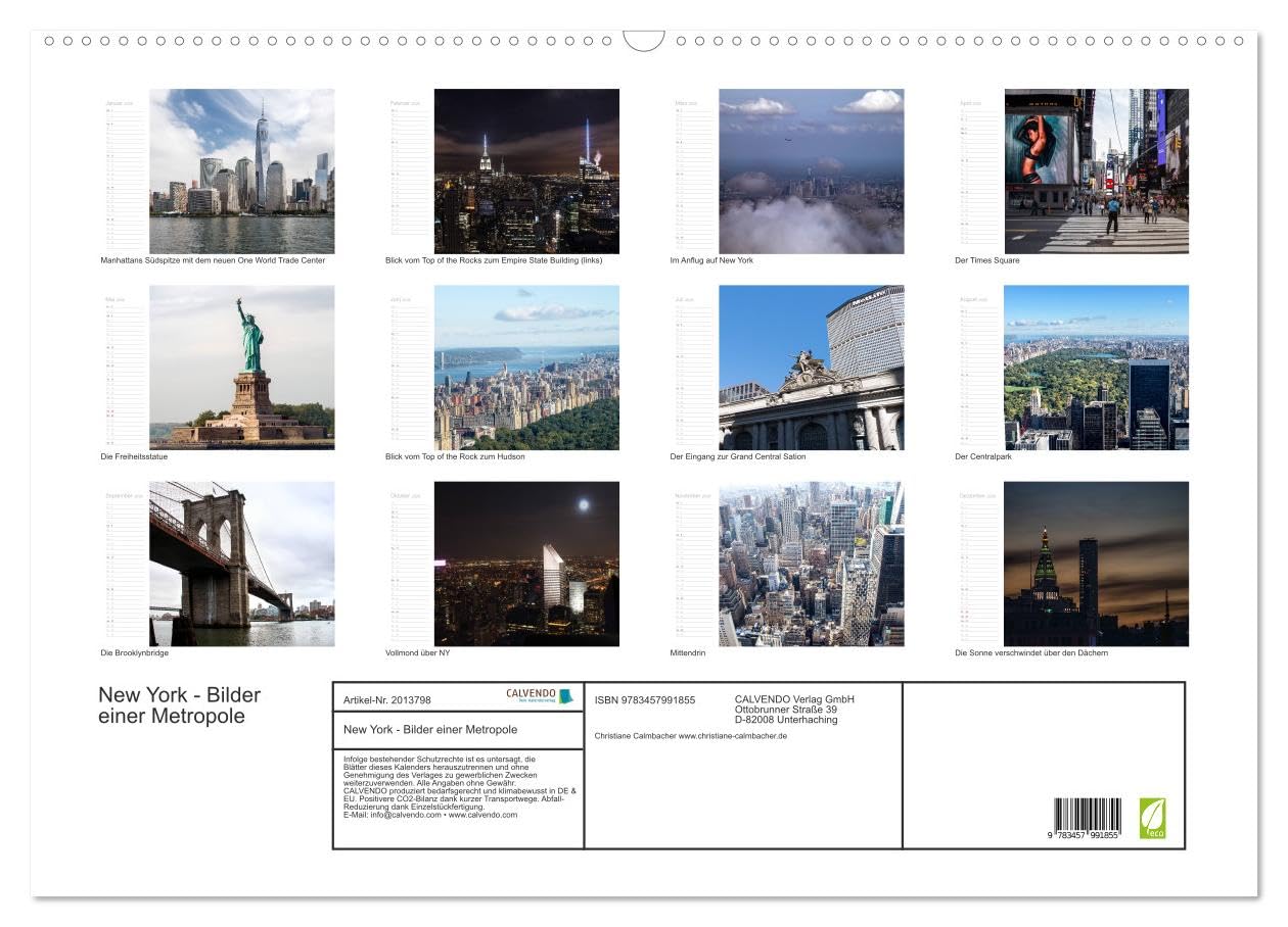 New York - Bilder einer Metropole (Wandkalender 2026 DIN A2 quer), CALVENDO Monatskalender: Die große, atemberaubende Metropole stellt sich hier in spannenden Bildern vor.