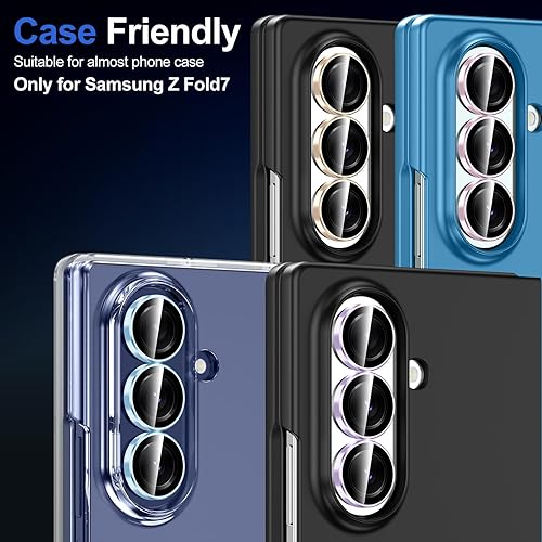 Vista 512 de para Samsung Galaxy Z Flip 7 Protector de Lente de Cámara, Cubierta de Lente de Vidrio Templado con Anillo de Metal Individual, [Fuerte Adhesión] 1