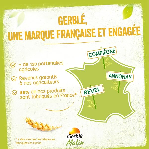Gerblé Biscuits Matin Chocolat – Céréales Complètes, Réduits en Sucres, Riches en Fibres – Petit-Déjeuner Gourmand Sans Huile de Palme - 4 sachets de 3 biscuits individuels - 200 g - 4