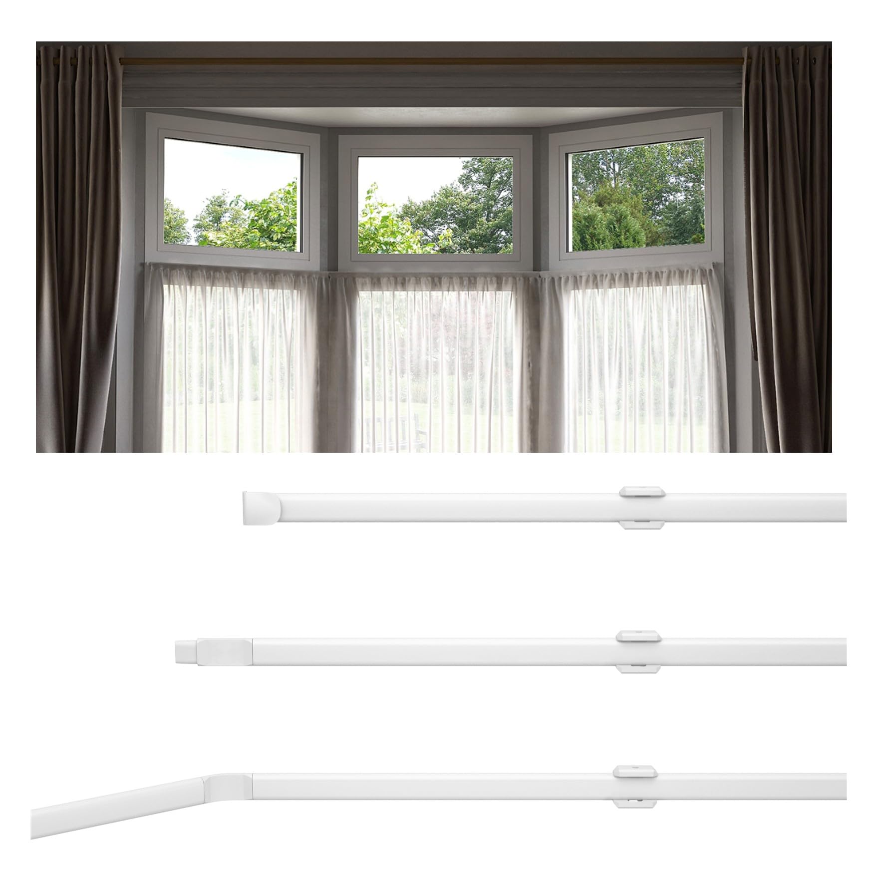 Flexible Net Curtain Rod Size 400 cm /157" Flexi Net rod, Ideal For All Window Shapes including Bay Windows, White,