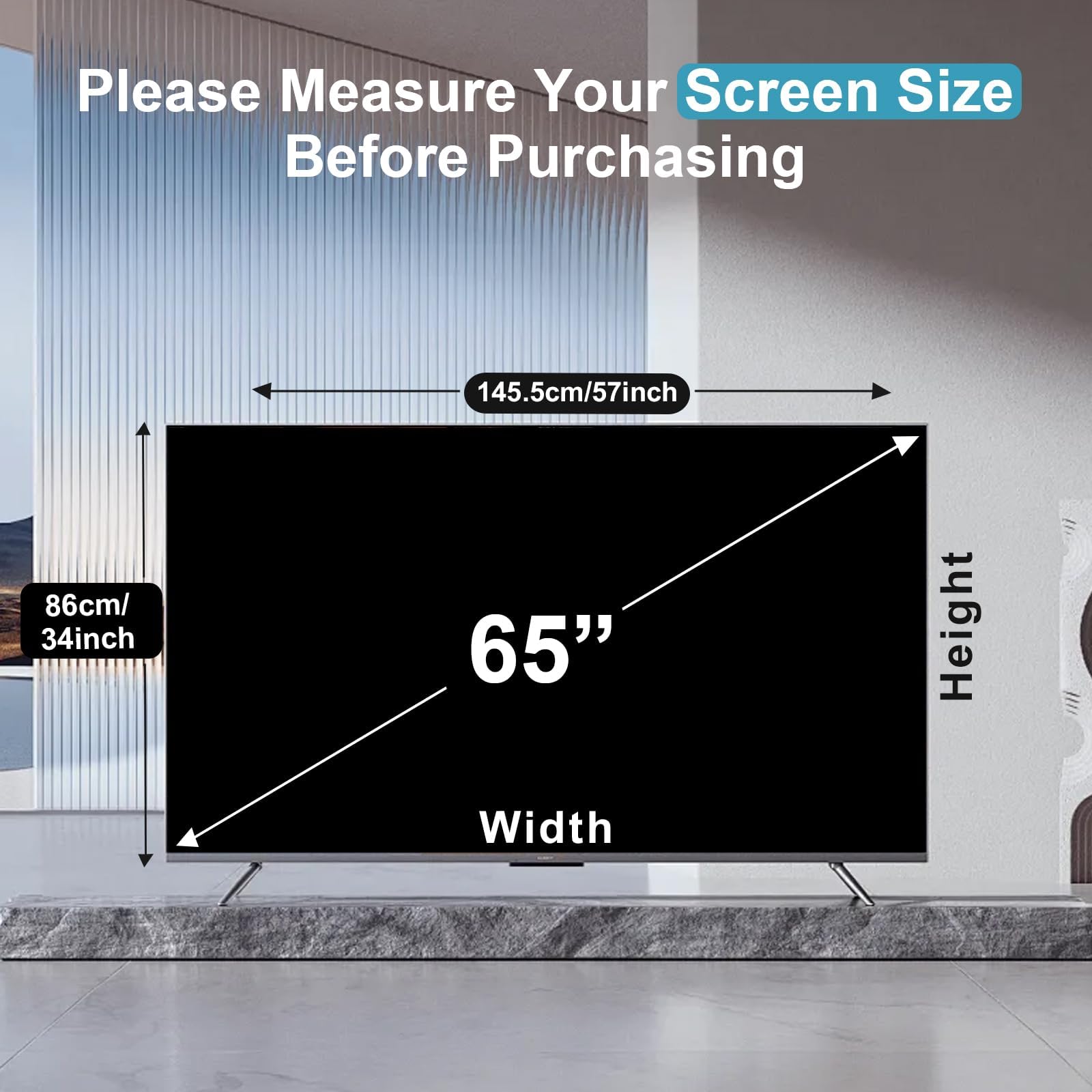 Protector de Pantalla de 65 Pulgadas para TV, Ultratransparente, Antihuellas, Reduce Golpes y Arañazos, Fácil de Limpiar, Protector de Pantalla Acrílico para Pantalla de TV y Monitor