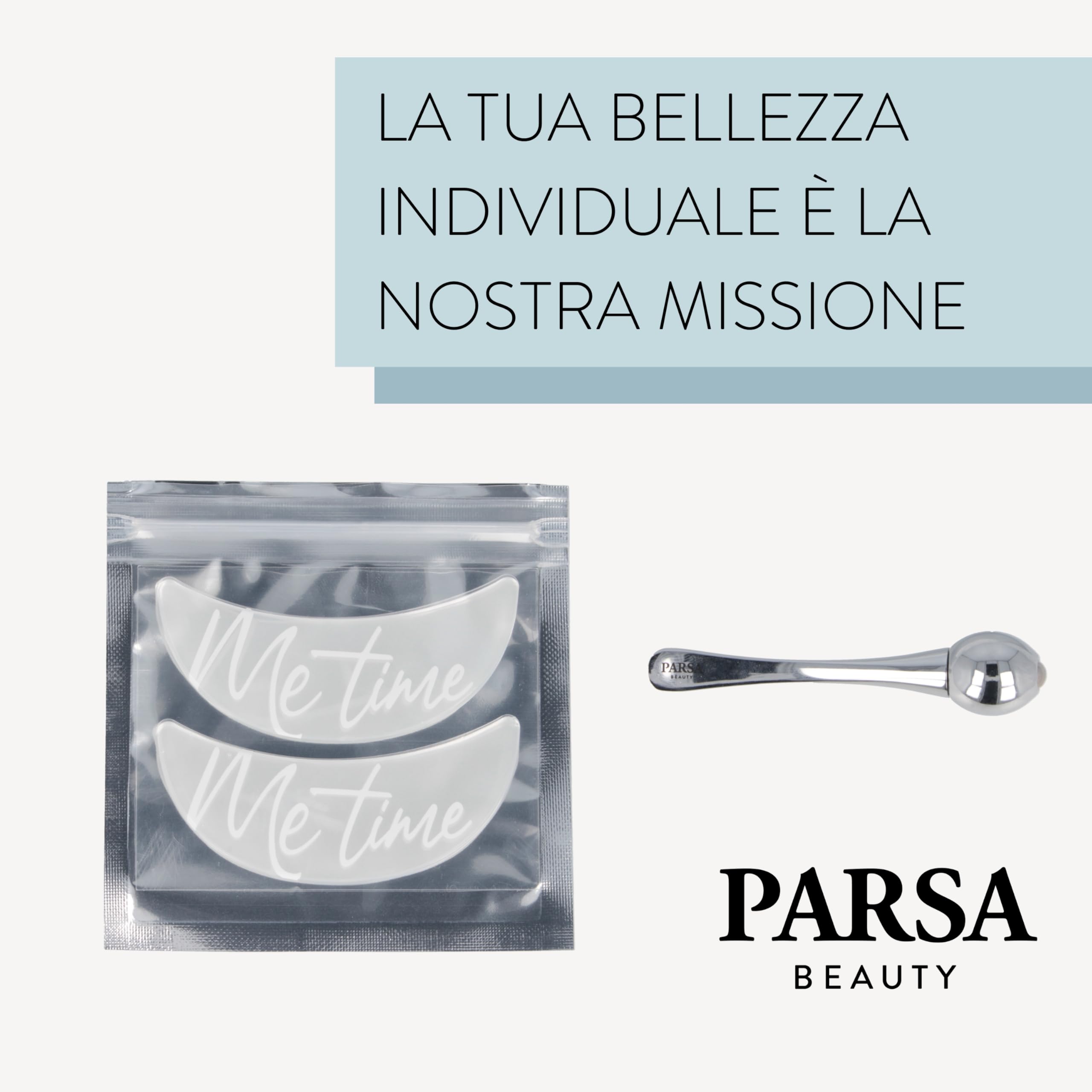 PARSA Beauty Set per la cura degli occhi – Roll-on per occhi & patch occhi riutilizzabili – Ottimizza l’effetto dei prodotti per la cura – Patch occhiaie e borse