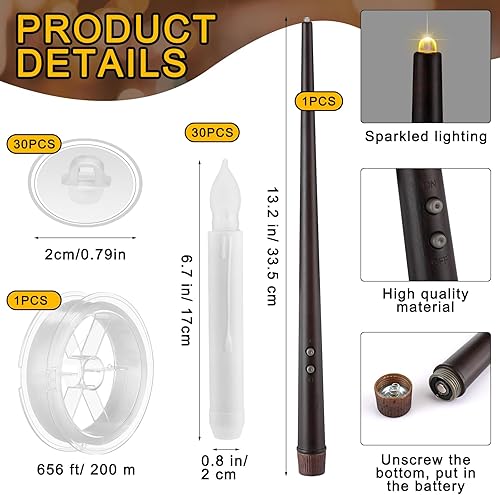 Miniatura 3 de Retisee 30 juegos de velas flotantes LED de Halloween, funciona con pilas, velas falsas con varita remota, velas eléctricas de Halloween, velas