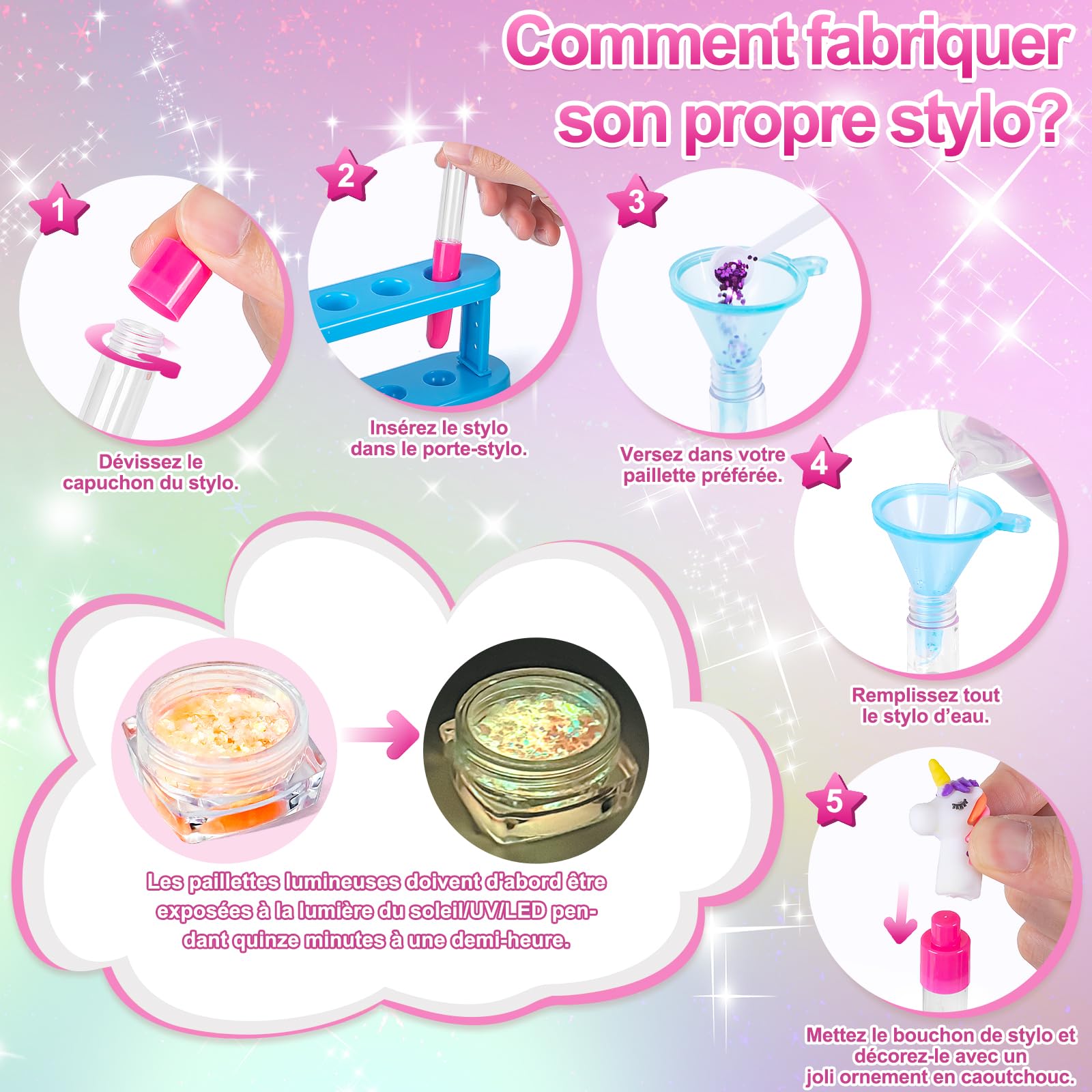 Kazzley Fabrique a Stylo, Kit de Creation Stylo avec 55+ Accessoires, Kit Loisir Creatif Enfant, idée Cadeau Fille 4 6 8 Ans, Activité Manuelle Enfants 5 7 9 10 Ans, Cadeau Anniversaire Fille Garcon