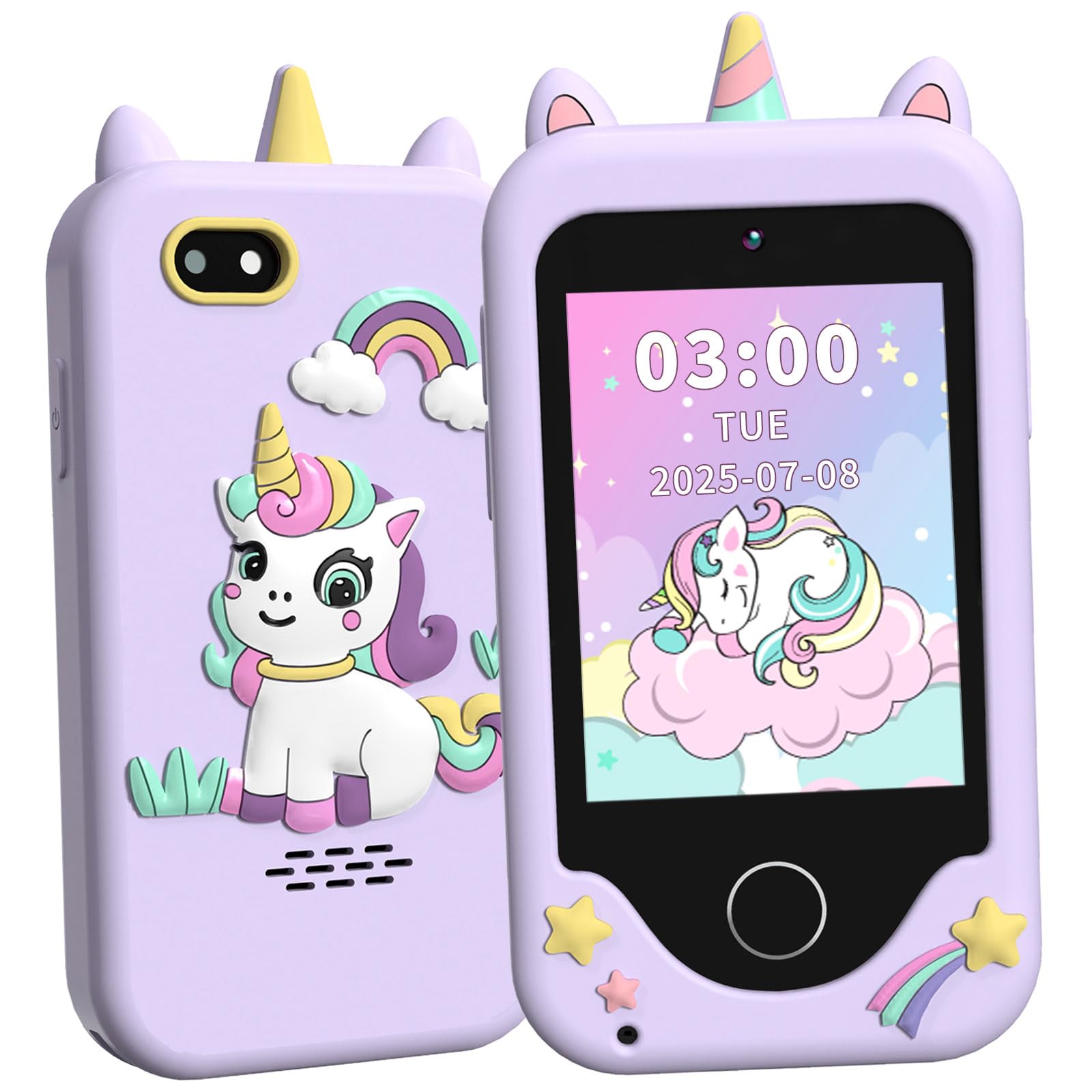 Kids Phone Toys for 3 4 5 6 7 8 Year Old Girls, Touchscreen Toddler Phone with Camera, MP3 Music Player, Games, Habit Tracker Educational Toys