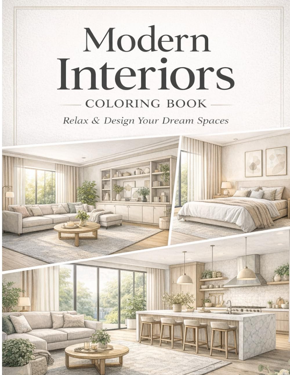 Modern Interiors Coloring Book: Relax & Design Your Dream Spaces – A Stylish Coloring Book for Adults