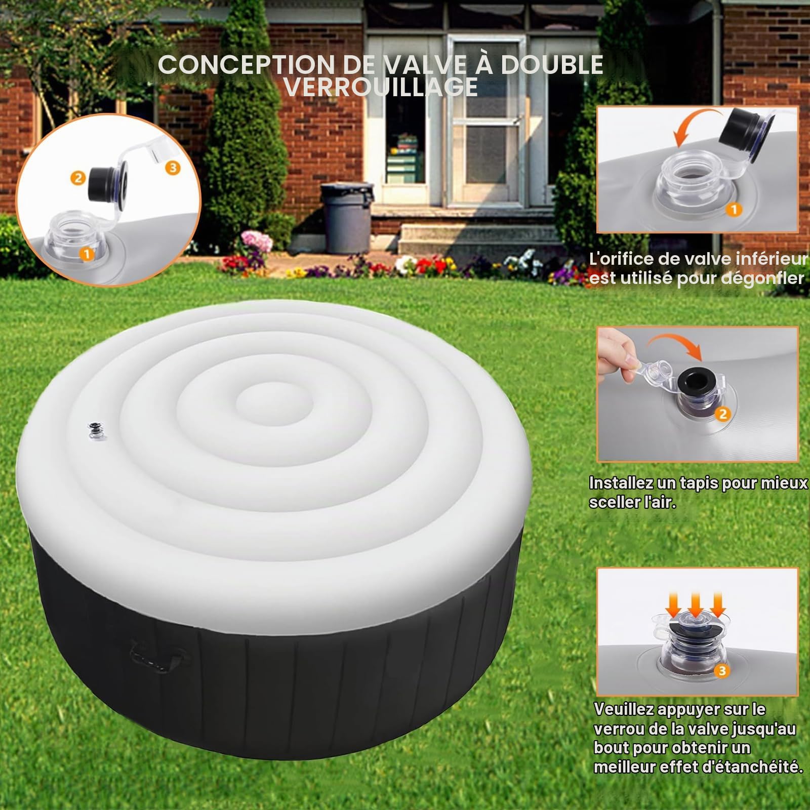 Couverture Gonflable pour Spa, Couverture Ronde Universelle de 165 cm, Couverture Isolante pour Spa, résistante aux intempéries et à la poussière, Accessoires pour spas et jacuzzis