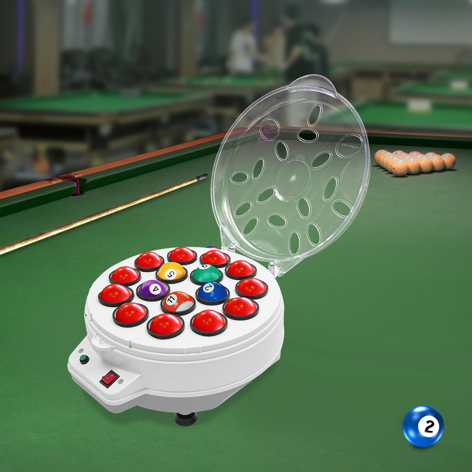 PSUFURV Pool Ball Cleaner Machine Automatic Pool Ball Polisher with Removable Tray Electronic Pool Ball Polishing and Cleaning Machine for American/British Billiards 16 Balls