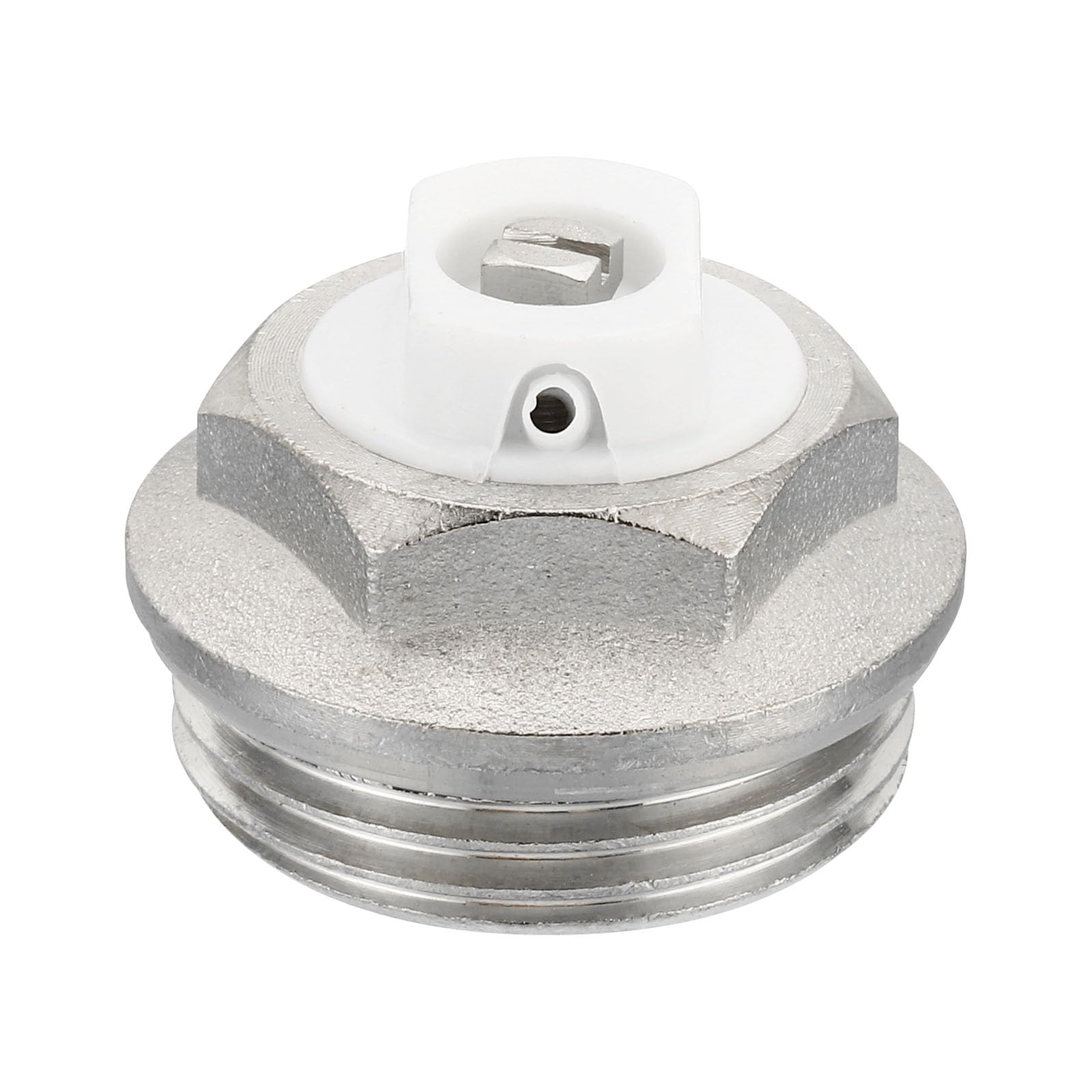PATIKIL 1" BSP Male Thread Manual Radiator Air Vent Plug Valve, Nickel Plated Brass Plug for Radiator Heater Silver White