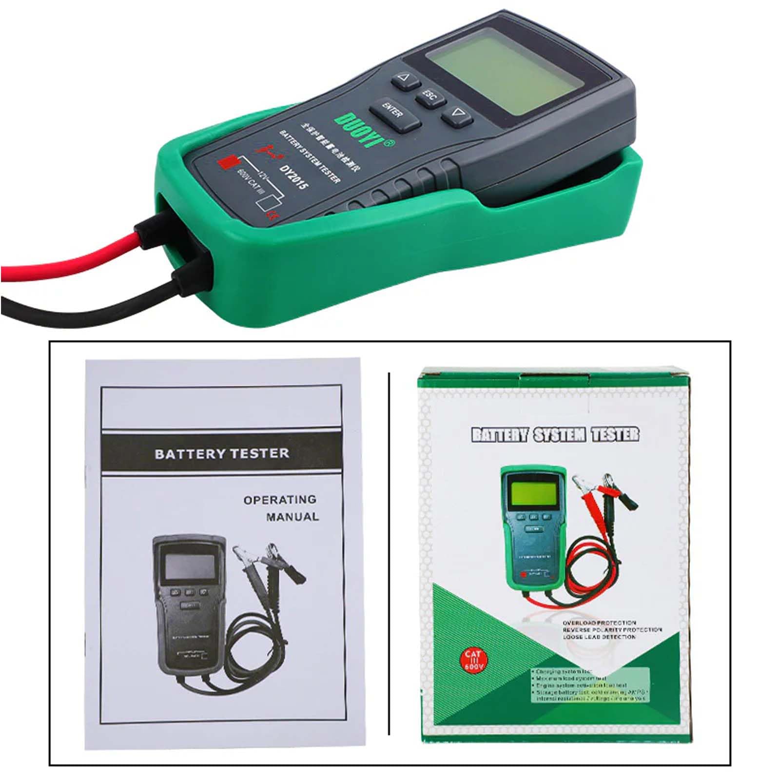 Probador de Carga de Batería para Automóvil de 12V/24V, Probador de Carga de 100-1700CCA, Probador de Alternador Automotriz, Analizador de Batería Digital (12V)