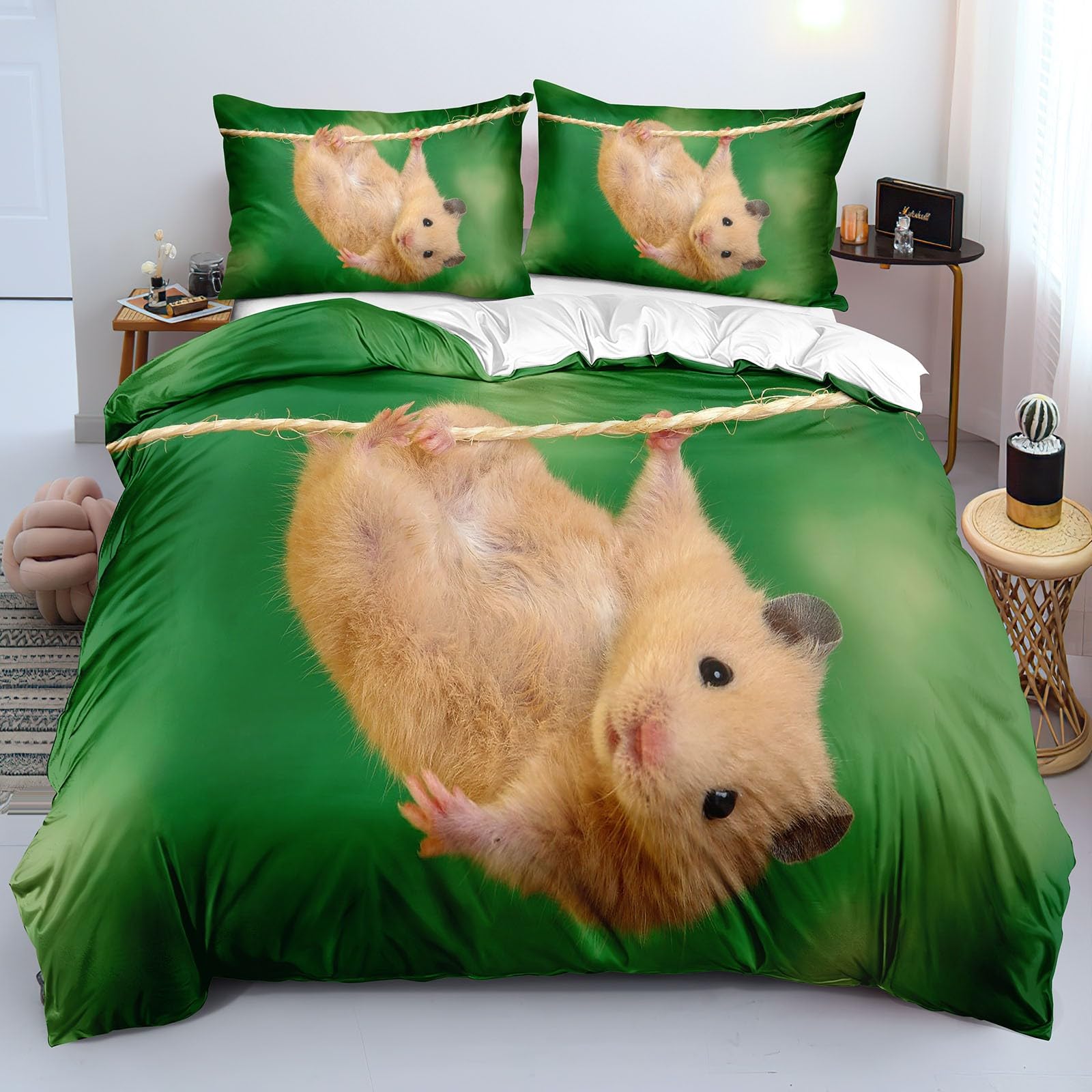 Housse couette 140x200 souris facile à laver, linge de lit anti-plis avec fermeture éclair