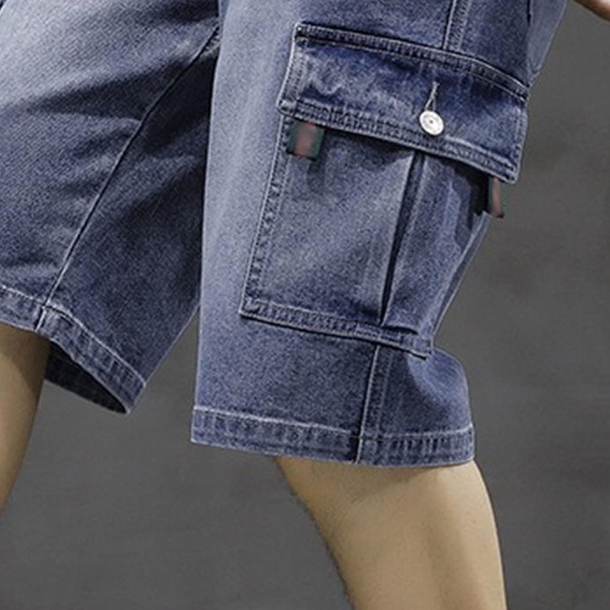 Short en jean multi-poches pour homme - Short cargo ample en jean pour homme