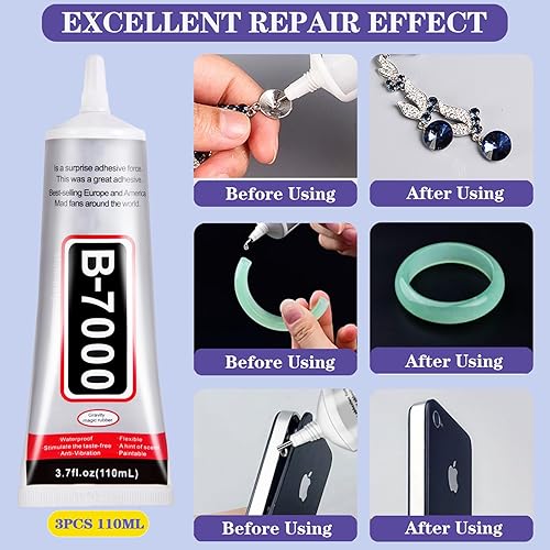 Miniatura 23 de B7000 - Pegamento adhesivo de diamantes de imitación para manualidades, 2 piezas de 3.7 fl oz/3.7 fl oz B7000 pegamento transparente con 5 2