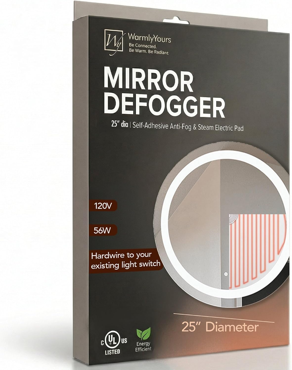 WarmlyYours Mirror Defogger 25 in Circle, Self-Adhesive Anti-Fog Pad