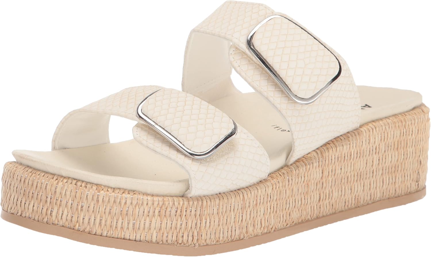Anne Klein Women's Vero Wedge Sandal, White, 8.5