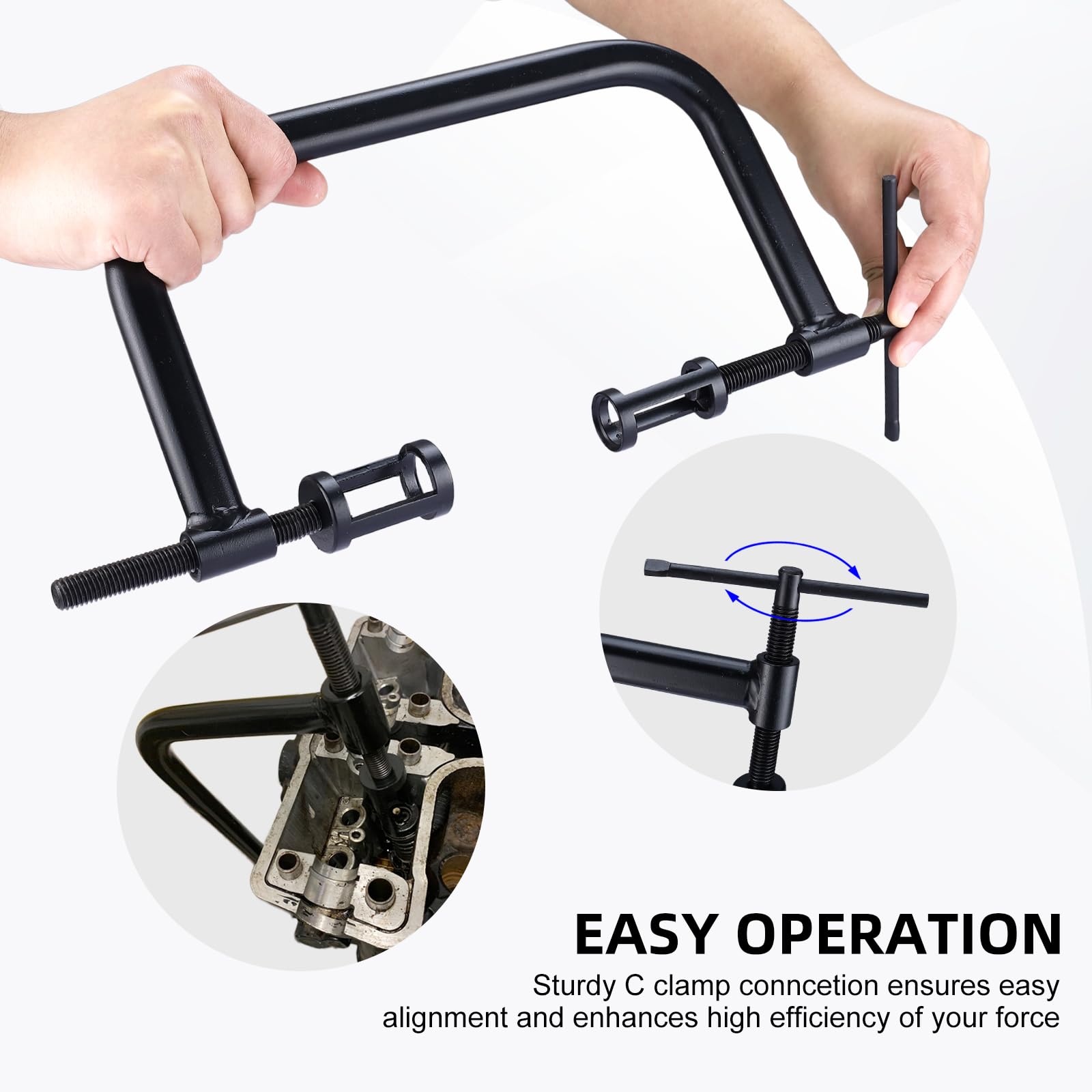 BOOMSTART Compressore Molle Valvole, 10 Pezzi Kit Smonta Valvole Motore con Morsetto a C, 16-30mm Compressore Valvole Estrattore Valvole Attrezzo Valvole per Auto Moto