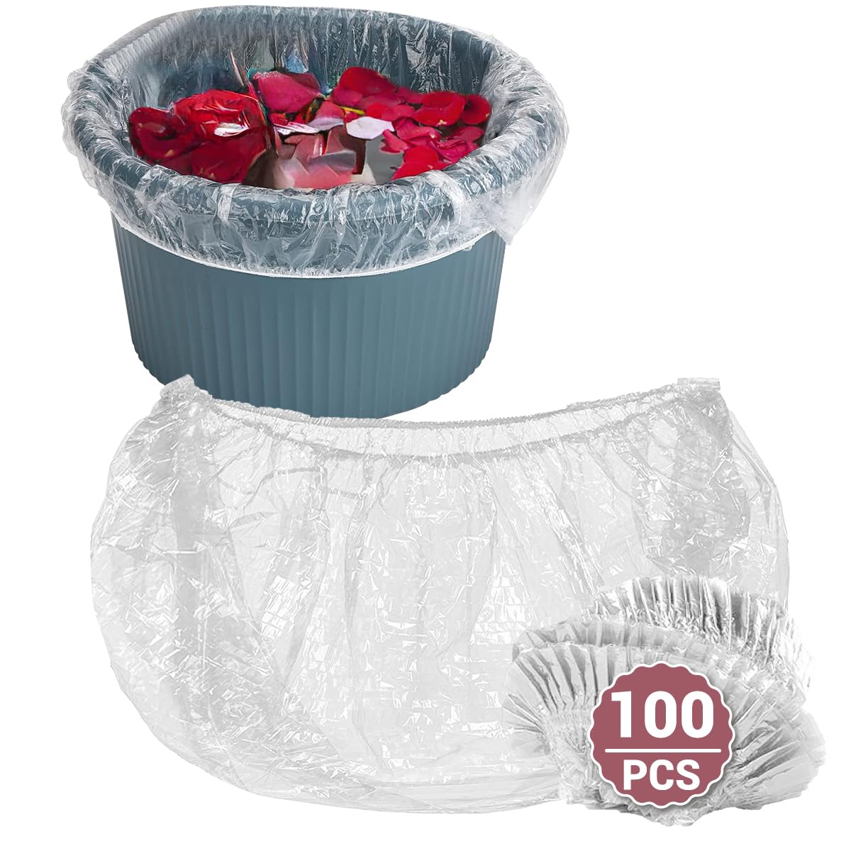 100-Count Disposable Spa Liners – 48" x 48" x 9.5 Mic Clear Pedicure Liners for Foot Spa Tubs – Universal Fit, Hygienic & Convenient for Salons, Spas