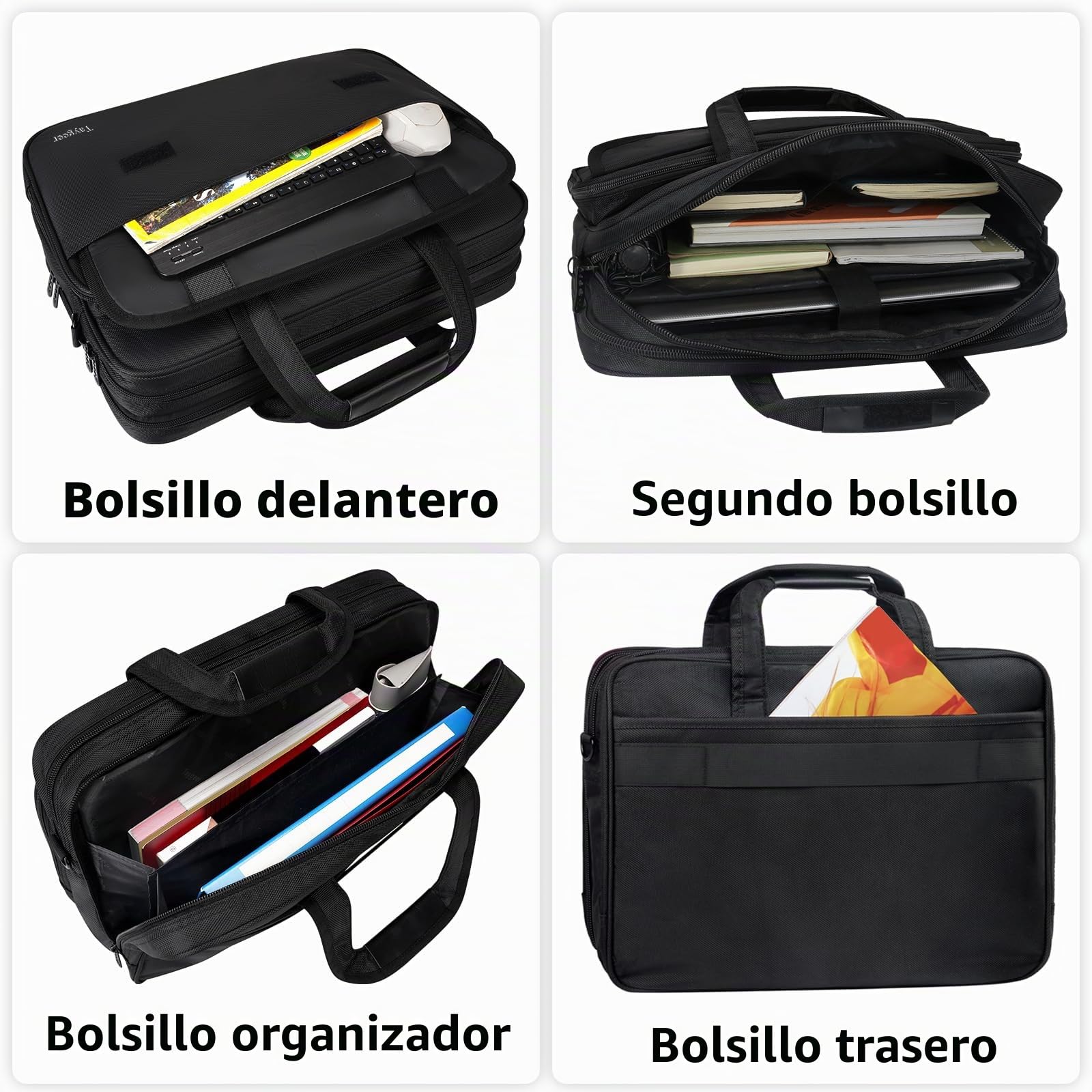 Taygeer Maletin Portatil 17 Pulgadas, Bolsa Ordenador Portatil Impermeable Bolsa de Trabajo para los Hombres Mujeres Profesores Viajes de Negocios Universidades, Negro