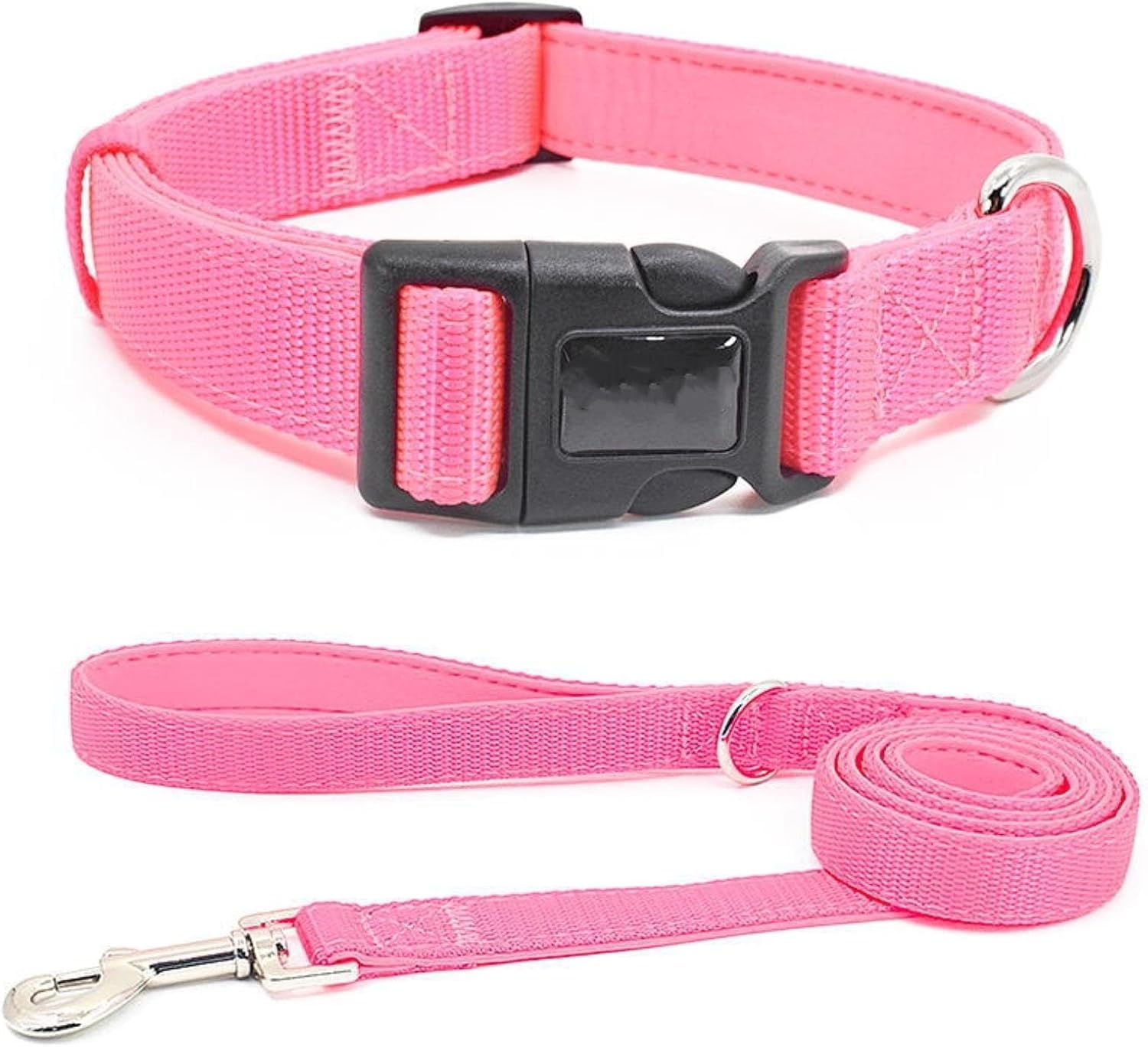 Collare per cani, Set guinzaglio Collari da addestramento militare in nylon personalizzati(Pink set,Medium)