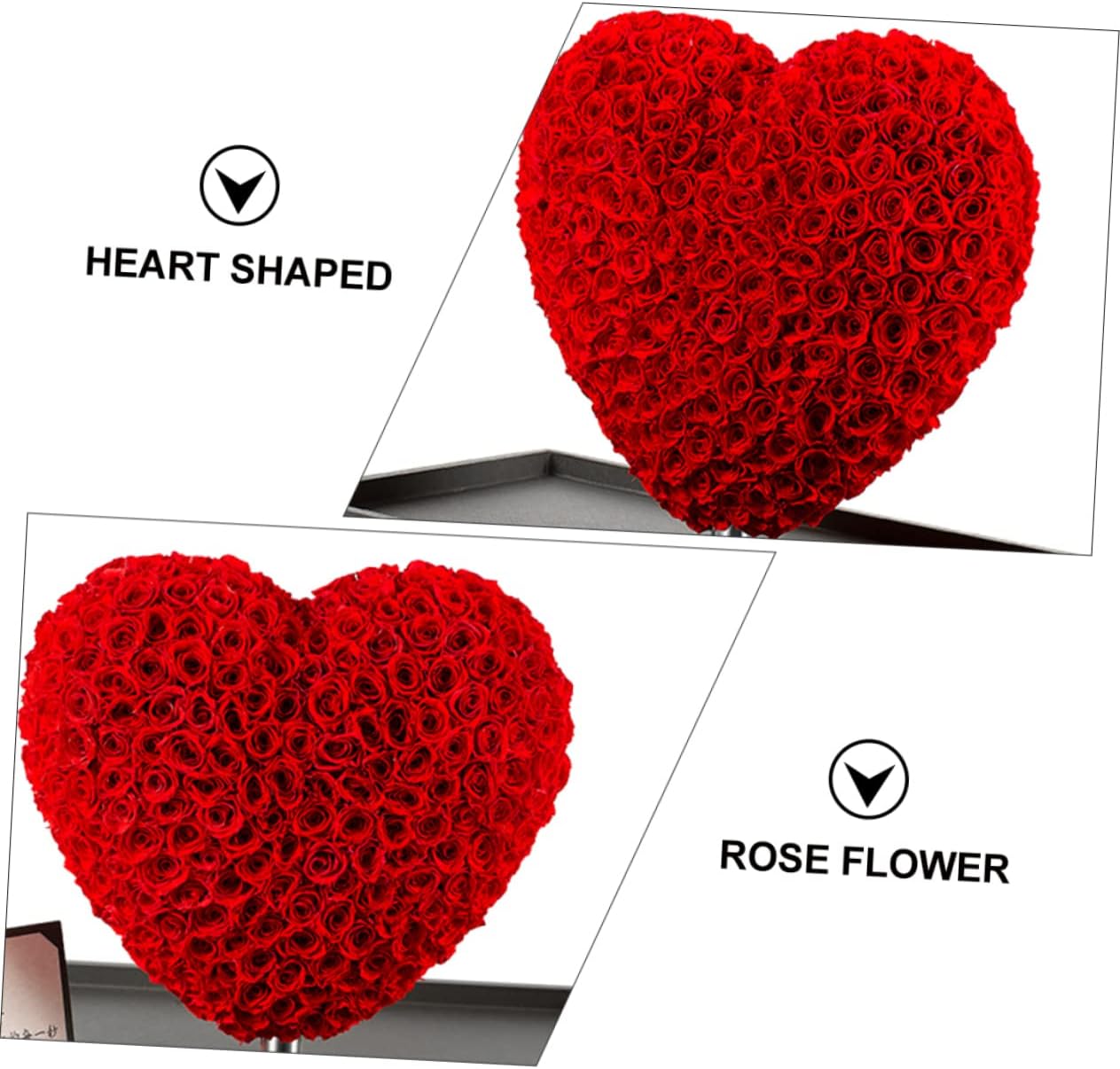 Unomor Sparkly Pink Roses Flower Box Heart Shape for Valentines Day Girlfriend's