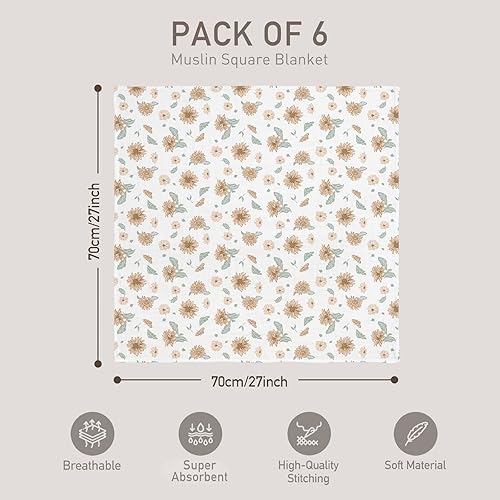 Miniatura 84 de GLLQUEN BABY Manta receptora de muselina de algodón para niño, manta para envolver a recién nacidos, transpirable y suave, mantas para bebé, doble